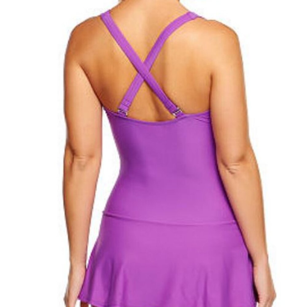 Carol Wior Twist Front Shirred Underwire Swim Dress  8361 - Picture 2 of 3